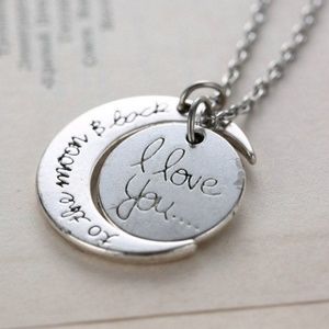 I Love You to the Moon and Back Necklace Silver